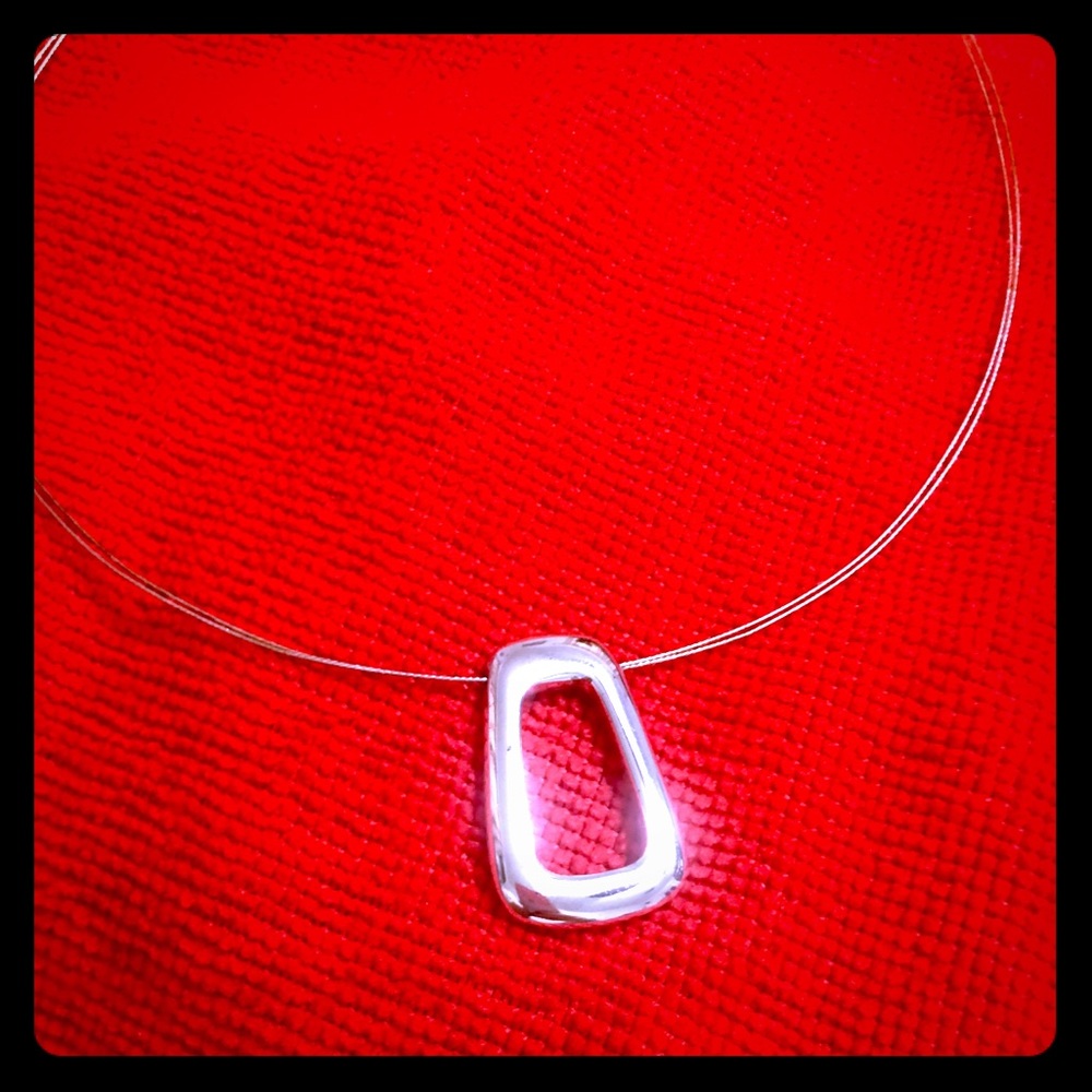 Silver tone choker chain